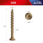 #8 x 1-5/8" Deck Screws (136Pcs) 1lb. Carbon Steel, Yellow, Flat Head, Rust Resistant epoxy Coated, with T25 Star Bit