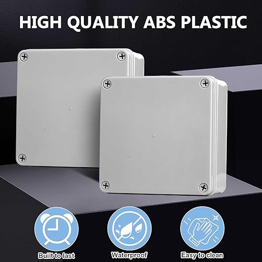 Kanayu Junction Box (6'' x 6'' x 3'') Electrical Conduit Box Waterproof IP65 Water Resistant ABS Plastic Dustproof Enclosure Protect Conduits Fitting Universal for Outdoor Electric Project Gray White