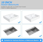 Sink Hole Cover, Escutcheon Plate Stainless Steel Faucet Deck Plate 10 Inch for 1 or 3 Hole Bathroom or Kitchen Sink Faucets Round, Brushed Nickel