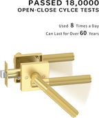 Asidrama 6 Pack Passage Gold Door Handles, Door Lever with Door Knobs Indoor for Bedroom or Bathroom, Heavy Duty Brushed Gold Door Handles Interior with Locks for Left Right Sided Doors