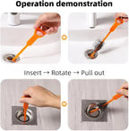 Sink Plunger with 3 Drain Clog Remover Tools – Compact Manual Plunger and Flexible Drain Snakes for Unclogging Bathroom, Kitchen, and Shower Drains