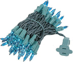 Novelty Lights 11 Feet 50 Bulbs Traditional Incandescent Mini Lights, Teal on Green Wire with 2.5" Spacing, Commercial Grade and UL Listed for Indoor/Outdoor Use, End-to-End Connectable