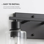 EMONG 2-Lights Bathroom Light Fixtures, Matte Black Vanity Light with Glass Shade, Modern Wall Sconces Lighting for Bathroom,Mirror,Farmhouse,Hallway