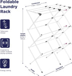 BLACK+DECKER 3 Tier Expandable Collapsing Foldable Laundry Rack for Air Drying Clothing, Space Saving Heavy Duty Lightweight Metal Drying Rack(White)