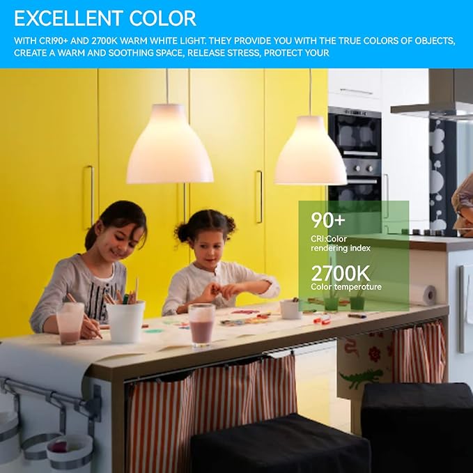 Jensense Edison LED Light Bulbs E26 LED Bulb 60 watt Equivalent Dimmable Light Bulbs 2700K Warm Soft White Vintage 7W LED Edison Bulbs 110V 120V 800 Lumen CRI90, 6 Pack