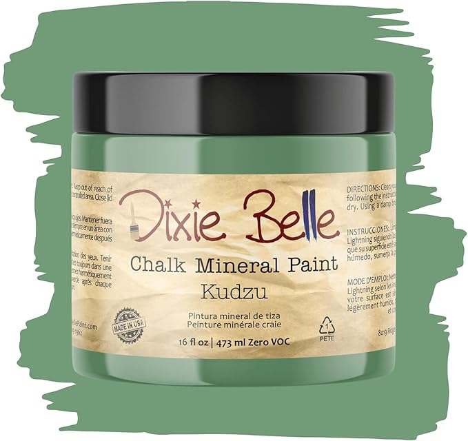 Dixie Belle Paint Company Chalk Finish Furniture Paint - Kudzu (16oz) - Matte Natural Green Chic Chalk Mineral DIY Furniture Paint