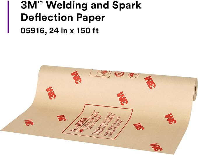 3M Welding and Spark Deflection Paper 05916, Flame Retardant, Adhesive Backing, Repositionable, 24 in x 150 ft