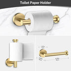 4-Piece Brushed Gold Bathroom Hardware Set,Gold Bathroom Accessories Include Towel Ring,Toilet Paper Holder & 2 Robe Hooks-Rustproof Wall Mounted Bathroom Set