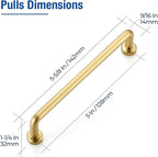 JOY DECOR Cabinet Pulls – 5 Inch Hole Center, Brushed Brass, 15 Pack, Zinc Alloy Cabinet Handles for Drawers & Cupboard – Vintage Style Hardware for Kitchen, Bathroom, Dresser, Furniture Makeover