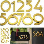Diggoo 20 Pack Mailbox Numbers 0-9, 2.76 Inch High, Door Address Numbers Stickers for Apartment, House, Room, Office, Cars, Trucks, Gold Plating Process Number Sign