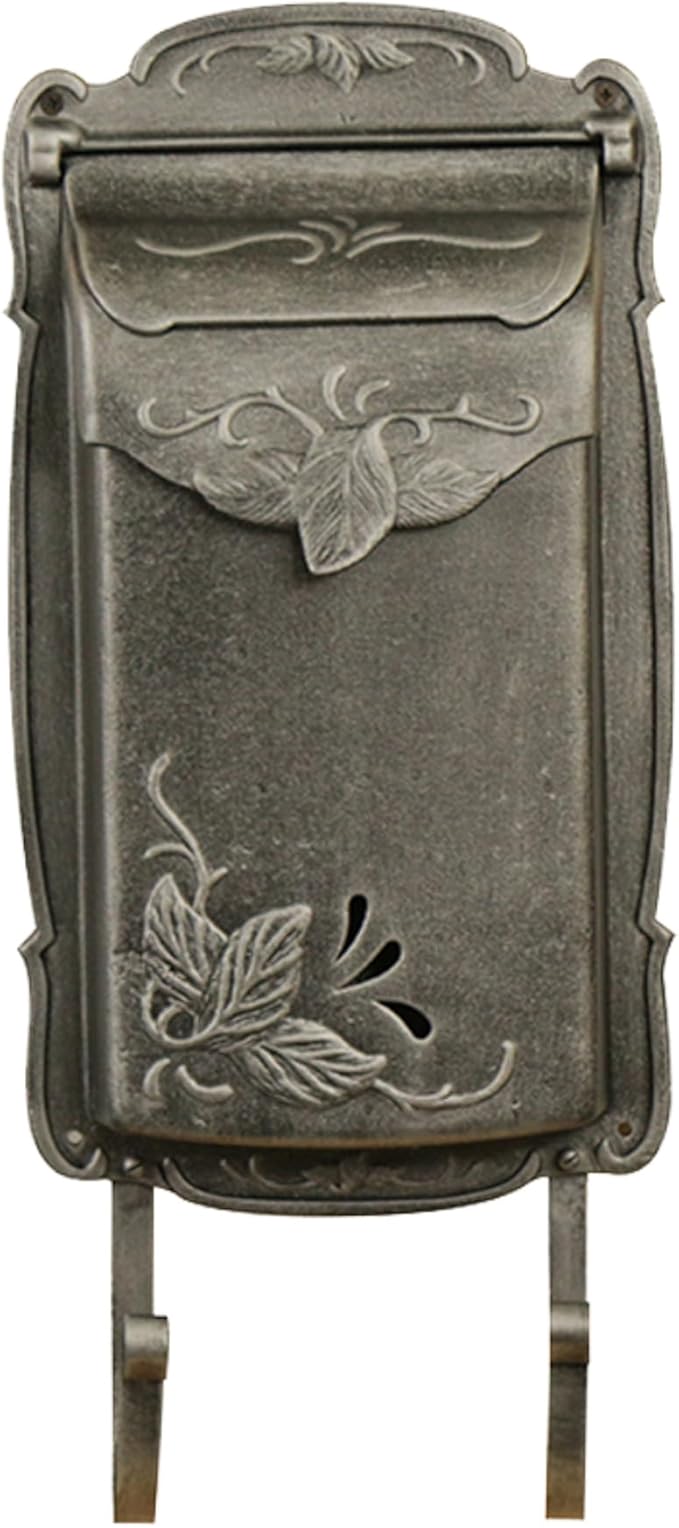 Special Lite Floral Vertical Wall Mount Mailbox - Swedish Silver Cast Aluminum Mailbox for Wall Mount - SVF-1001-SW