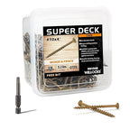 WELLOCKS Deck Screws, Wood Screws, Tan, Superior Rust Resistant, Epoxy Coated, Above 1000 Hour Salt Spray Coating T25 Torx Star Bit Included for Outdoor Wood Fence (5.2LBS Tan, #10×4")