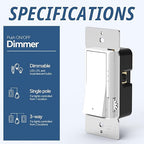 ThunderWay Digital Dimmer Light Switch, Single Pole/3-Way LED Slide Dimmer, for 300W Dimmable LED/CFL Lights and 700W Incandescent/Halogen, Wall Plate Included, 2 Pack, Matte White