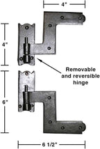 Renovators Supply Manufacturing - Heavy-Duty Black Wrought Iron Shutter Lift Off Pintle Hinges Colonial Pin Reversible for Doors, Window and Shutters with Hardware 6 1/2 Inches, Pack of 4 Pairs