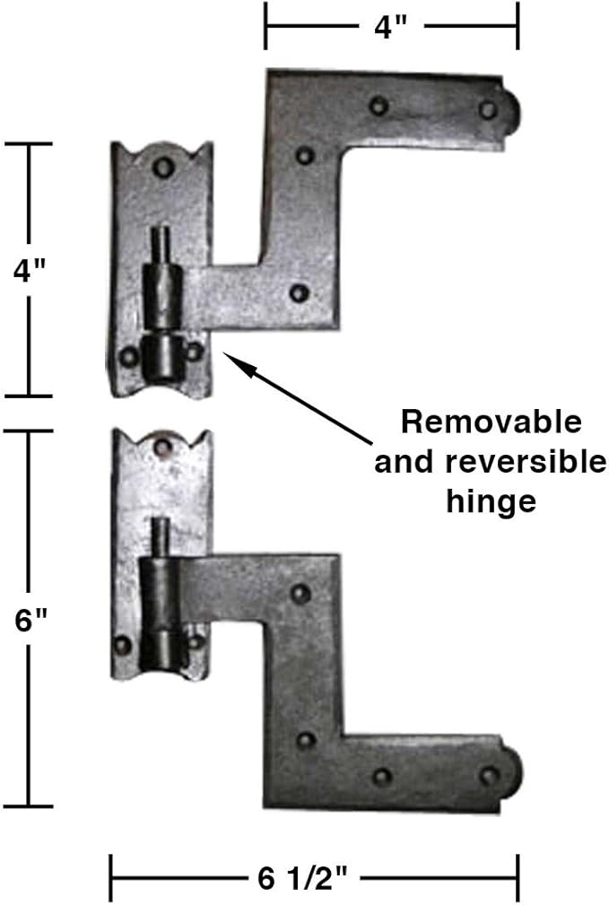 Renovators Supply Manufacturing - Heavy-Duty Black Wrought Iron Shutter Lift Off Pintle Hinges Colonial Pin Reversible for Doors, Window and Shutters with Hardware 6 1/2 Inches, Pack of 12 Pairs