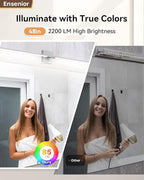 Ensenior Modern Bathroom Vanity Light 48 Inch, Built-in Dimmer, 28W Dimmable 5CCT LED Light Fixture Over Mirror, Matte Grey Bar for Mirror Cabinets Bedroom - FCC Certificated