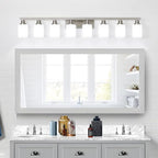 8-Light Bathroom Vanity Light,Brushed Nickel Vanity Lights with Square Frosted Glass,Modern Wall Lights Fixtures Over Mirror,Wall Sconces Lighting for Bedroom Living Room,E26