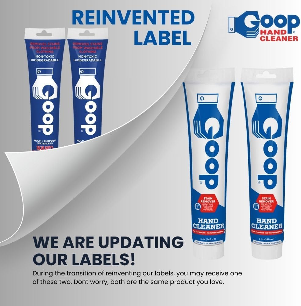 GOOP Original Multi-Purpose Waterless Hand Cleaner and Stain Remover - 5 oz Tube (Pack of 2)