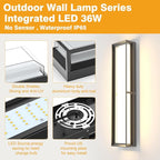 Sytmhoe Exterior Wall Lights, 10%-100% Dimmable LED Modern Porch & Patio Wall Light Fixture, 23.6in Black Exterior Sconce Wall Mounted Lights Suitable for Garage Living Room Courtyard House(3000K)