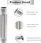 GeilSpace 3/4" x 10" Stainless Steel Pipe, 304 Pipe Nipple Fits Standard 3/4 Inch Threaded Pipes and Fittings, DIY Industrial Metal tube (2 PCS)