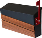 Wall Mount Mailboxes, Morden Mailbox for House, Metal Outside Mailbox with Walnut Wood Panel, Large Capacity Galvanized Steel Post Box with Flag (No Keys Locking)