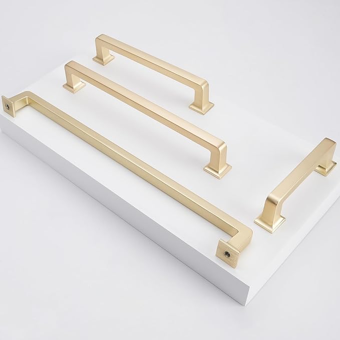 COTYKILEY 10 Pack 3 Inch(76mm) Brushed Brass Cabinet Handles Gold Kitchen Cabinet Pulls Cabinet Door Handles Kitchen Cabinet Hardware Cupboard Drawer Pulls Dresser Handles