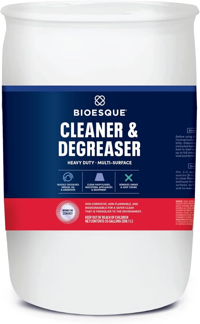 Bioesque Heavy Duty Multi-Surface Cleaner & Degreaser Concentrated Professional Formula, 55 Gallon (Pack of 1)