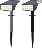 Solar Lights Outdoor Waterproof, Solar Spot Lights- 2 Pack/4 Mode LED Spotlights 2-in-1 Auto On/Off Powered Landscape Lighting for Outside Yard Wall Garden Path Driveway, Cool White