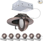 3 inch LED Recessed Light - 7W Gimbal Canless Oil-Rubbed Bronze Soffit Intertek Lighting,Dimmable Eyeball Fixture ,360° Adjustable Ceiling Spotlight for Bedroom, Wall Art, Accent Lighting 6Pack BZ