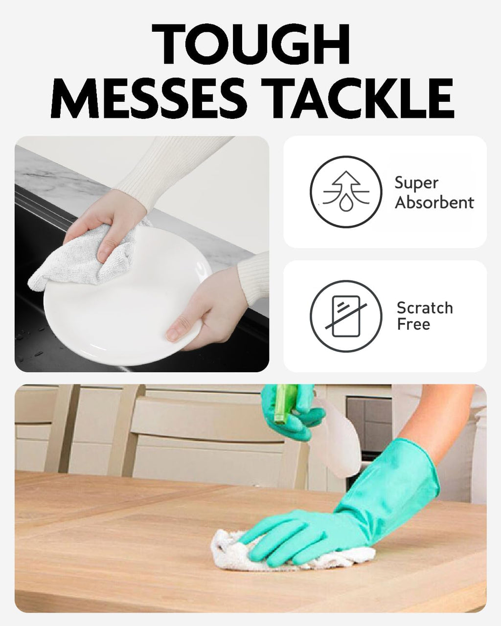 Fantasticlean Microfiber Cleaning Cloth Roll -675 Pack, Tear Away Microfiber Towels, 12" x 12", Reusable, Washable, Ultra Absorbent Dishcloth for Home Supplies, Car, Shop (9 Rolls of White)