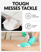 Fantasticlean Microfiber Cleaning Cloth Roll -675 Pack, Tear Away Microfiber Towels, 12" x 12", Reusable, Washable, Ultra Absorbent Dishcloth for Home Supplies, Car, Shop (9 Rolls of White)