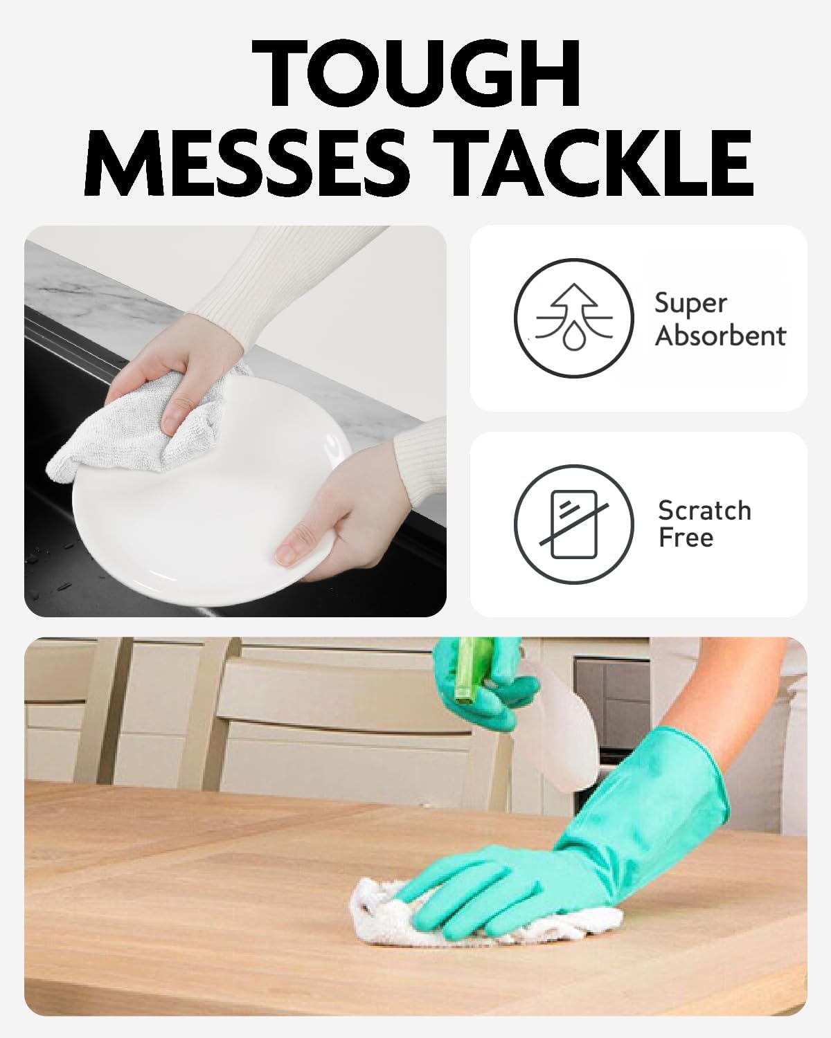 Fantasticlean Microfiber Cleaning Cloth Roll -675 Pack, Tear Away Microfiber Towels, 12" x 12", Reusable, Washable, Ultra Absorbent Dishcloth for Home Supplies, Car, Shop (9 Rolls of White)