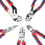 WORKPRO Pliers Set, Premium Cr-V Construction, Includes 6 Inch Slip Joint, Long Nose, Diagonal Cutting, 8 Inch Groove Joint, 7 Inch Linesman and Storage Pouch, for Basic Repair