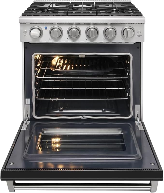 30 inch Freestanding Natural Gas Range or Liquid Propane Gas Range with 5 Burners, Large Capacity 24 inch Top Control Built-In Dishwasher with Third Rack, in Stainless Steel (Black)
