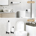 TQKAG 7-Pieces Matte Black Bathroom Hardware Accessories Set 23.6" SUS304 Stainless Steel Towel Bar Set Toilet Paper Spare Rolls Storage Holder Wall Mounted