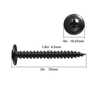 (60 pcs) Wensilon #10×3" Black Phillips Truss Head Wood Screws Quick Metal Self Tapping