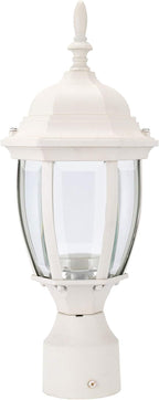LIT-PaTH LED Outdoor Post Lighting Fixture, Pole Lantern, 9.5W 800 Lumens, 5000K Daylight White, Aluminum Housing Plus Glass, Matte White Finish, 1-Pack