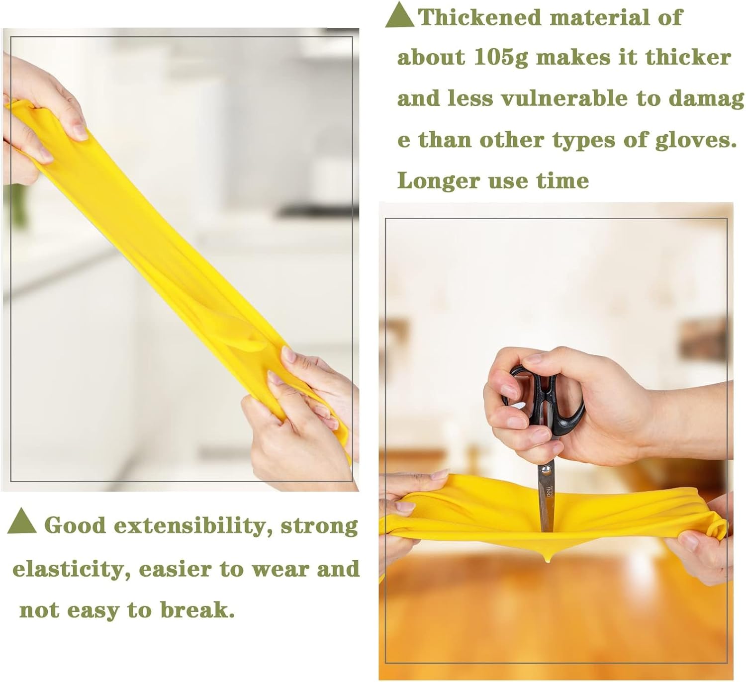 8 Pairs Reusable Household Cleaning Gloves, Rubber Kitchen Dishwashing Gloves,Extra Thickness, Long Sleeves, for Washing Dishes, Pet Care(X-Large, Yellow)