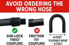 MP Maresh Products Vacuum Hose Replacement for Oreck BB Hand Held Vacuum Cleaner – Twist-N-Lock, Compatible with Oreck Buster B for Powerful Cleaning Performance Durable 4' Hose (Black)
