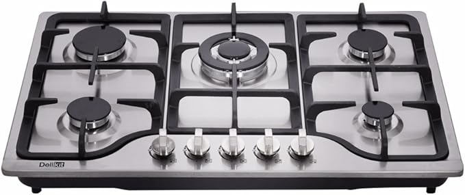 30 inch Gas Cooktops Dual Fuel Sealed 5 Burners Gas Cooktop Drop-In Stainless Steel Gas Hob Gas DK257-A01 Cooktop