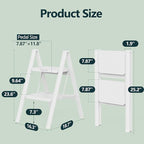 WOA WOA 2 Step Ladder, Folding Step Stool with Broad Pedals, Compact Stepping Stool, Sturdy Steel Ladders for Home with Anti-Slip Feet, Supports up to 330 lbs - White