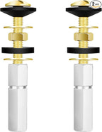 2 PCS M8 Universal Toilet Tank Bolts Replacement, Heavy Duty Stainless Steel Toilet Tank to Bowl Bolt Kit with Rubber Washers Gasket and Extra Long Downlock Nuts, Non-Slip Washers-Double Nut Design