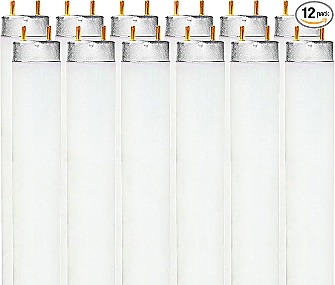 LUXRITE F17T8/850 17W 24 Inch T8 Fluorescent Tube Light Bulb, 5000K Bright White, 1350 Lumens, G13 Medium Bi-Pin Base, LR20753, 12-Pack