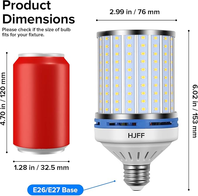 HJFF 2 Pack Led Light Bulb 700W Equivalent 11000 Lumen 6000K Led Corn Light Bulb E26/E27 Medium Base 70W led Bulb for Outdoor Indoor Led Corn Bulb Area Garage Warehouse Workshop Street Backyard