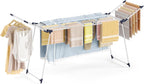 APEXCHASER Clothes Drying Rack Foldable, Large Drying Rack for Clothing Retractable, Winged Laundry Rack Folding Indoor Outdoor, Metal Clothes Airer for Bedding Towel Sweater Heavy Duty, White