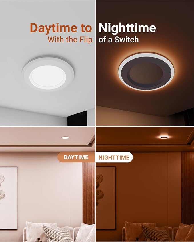 Sunco 6 Inch LED Indoor Home Area Recessed Lighting with Night Light, Selectable CCT 2700K/3000K/4000K/5000K/6000K 13W Dimmable Can Lights, 1200 Lumens, Damp Rated, Retrofit Installation 48 Pack