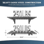 2 Pack Heavy Duty Garage Wall Shelving Set (2x3ft), Wall Mounted Garage Shelves 500lbs Capacity, 24"x72" Wall Shelf Storage Rack Floating Shelves, Black