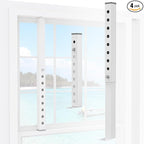 (Short) 4 Pcs Adjustable Window Lock Bar, Window AC Security Bars for Child Safety, Window Stoppers for Small Vertical Sliding Windows/Dog Door, only Extends from 9.8-16.7 in -Steel