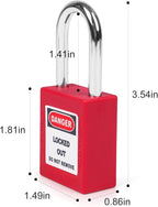 Red Loto Locks - 5pcs Keyed Different, 2 Keys Per Lock, OSHA Compliant Safety Padlocks for Electrical Lockout Tag Out Kits