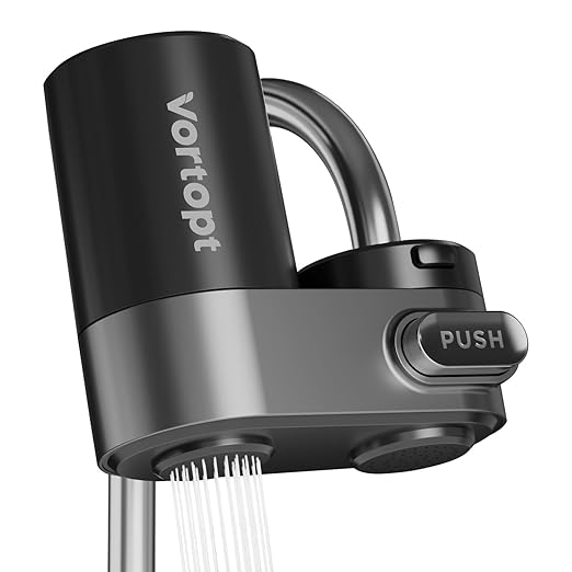 Faucet Water Filter for Sink, Mechanical Switch Button - 350 Gallon Water Purifier for Sink, NSF Certified, Reduces Chlorine and Bad Taste with One Replacement, T5 (Black)